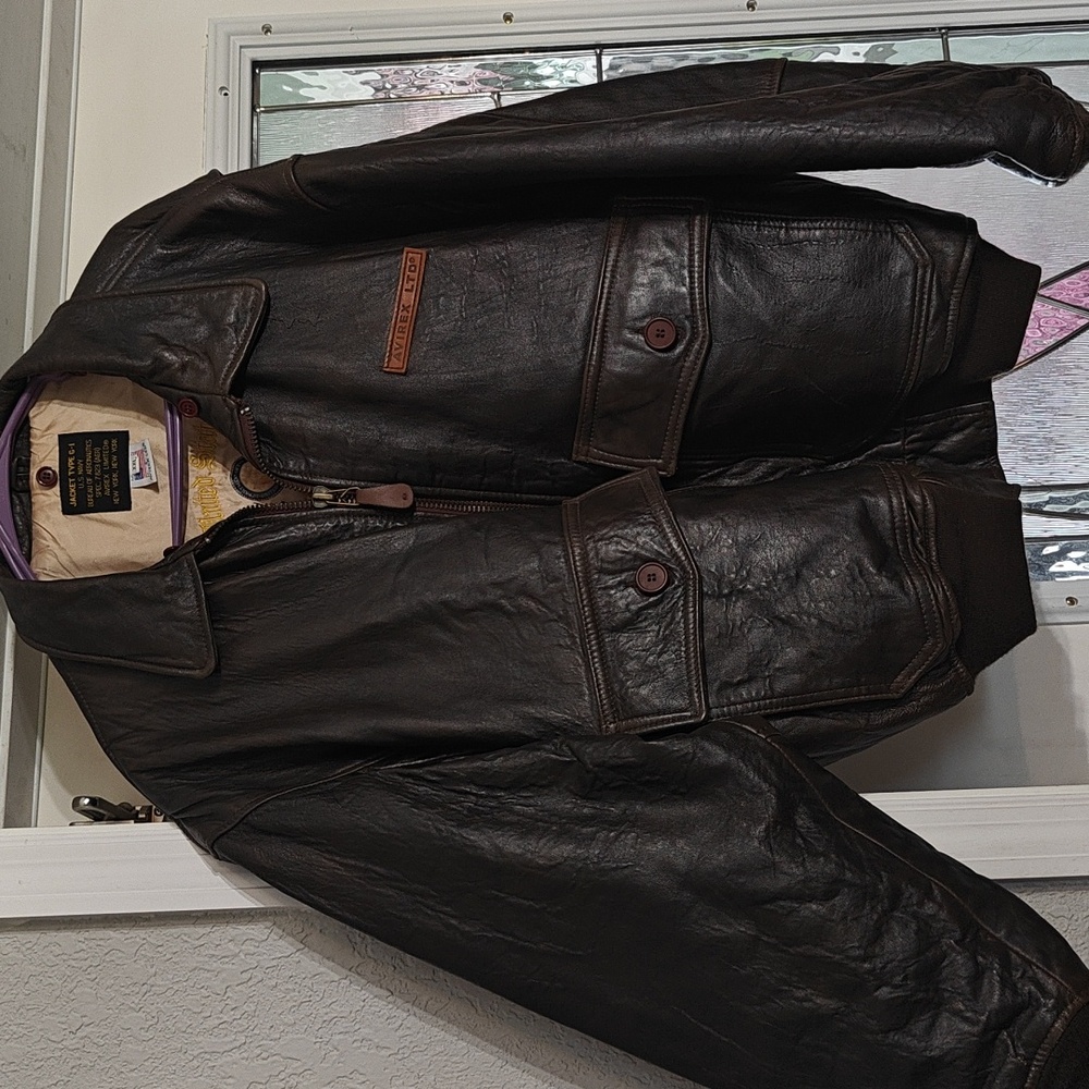 Authentic Avirex Vintage Flight Bomber leather Jacket Men's XXL